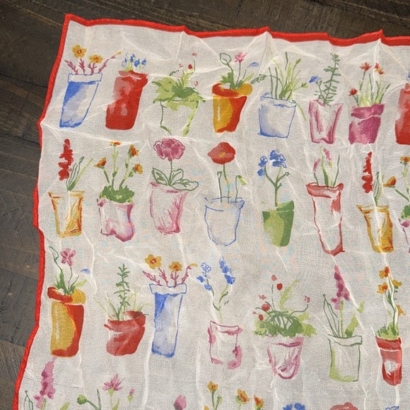 Vintage Silk Scarf Flowers in Flower Pots Gardening Theme by ECHO - Picture 2 of 12